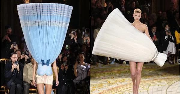 Watch: From upside down to inside out, models walk the ramp wearing gowns in strange ways