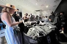 The @Gap X #KanyeWest collaboration in the trash bags…literally. Customers are finding the highly anticipated collab of #GAP X #Ye as a rummage sale - from clothes not being folded - just being…