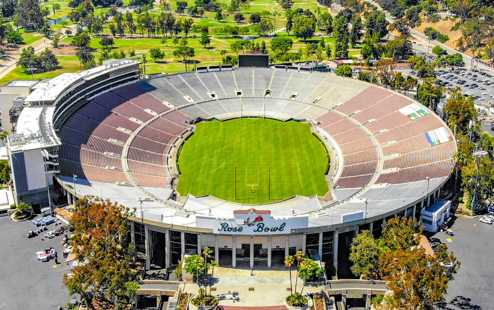 Aerial view of the Rose Bowl in Pasadena, California