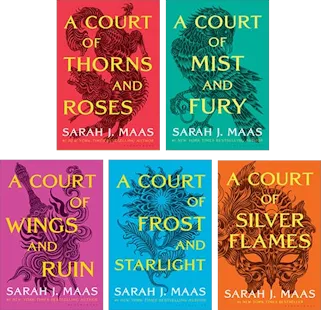 Covers of the five ACOTAR books