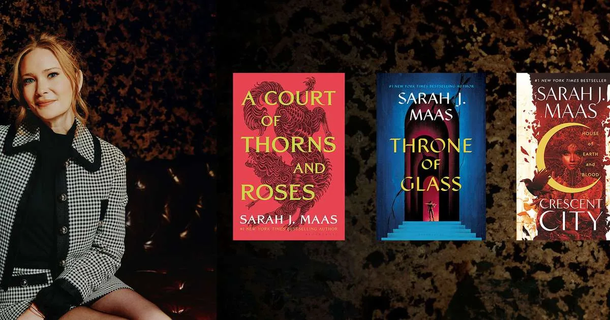 Sarah J. Maas with her books