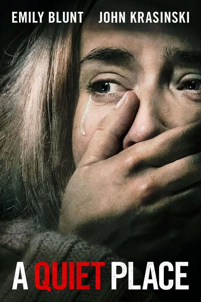 Official A Quiet Place home-video cover showing Emily Blunt covering her mouth.