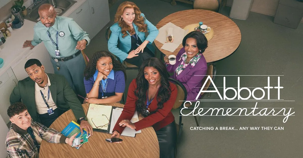 Abbott Elementary key art: the staff around a table
