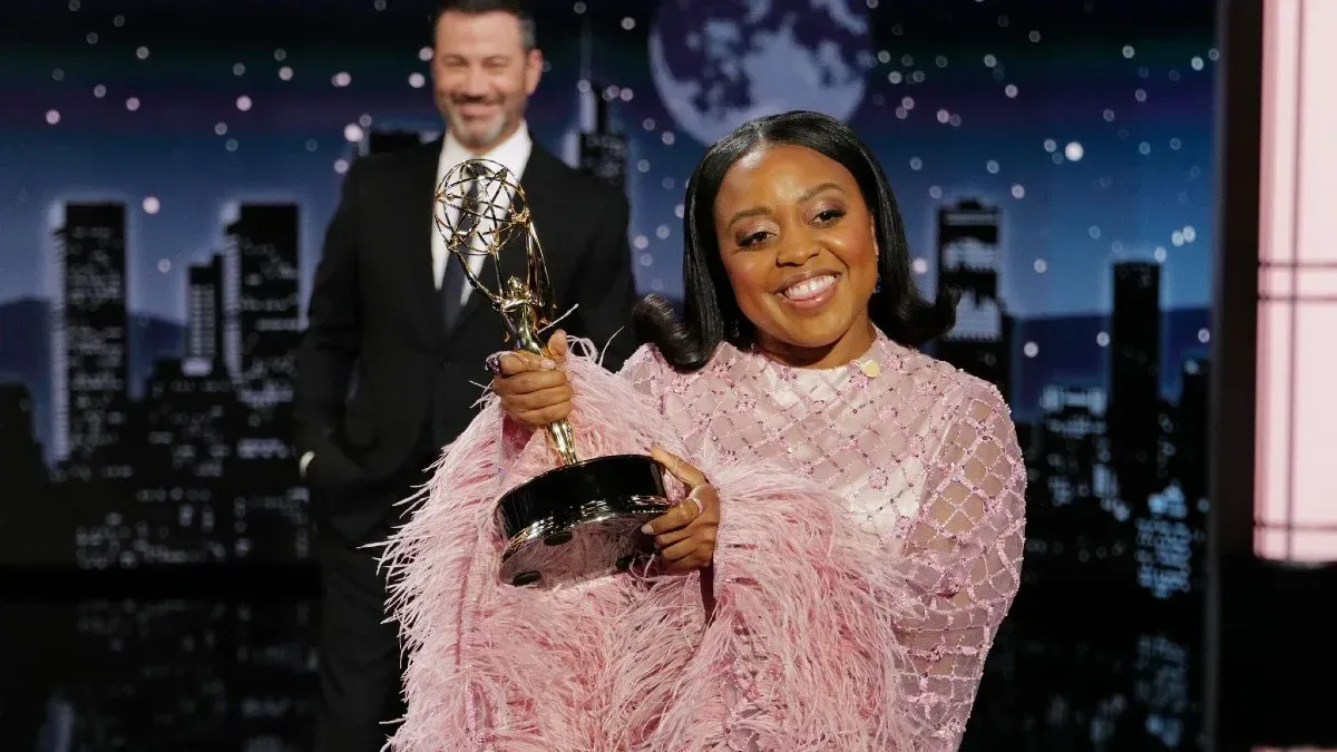 Jimmy Kimmel and Quinta Brunson at the 2022 Emmys