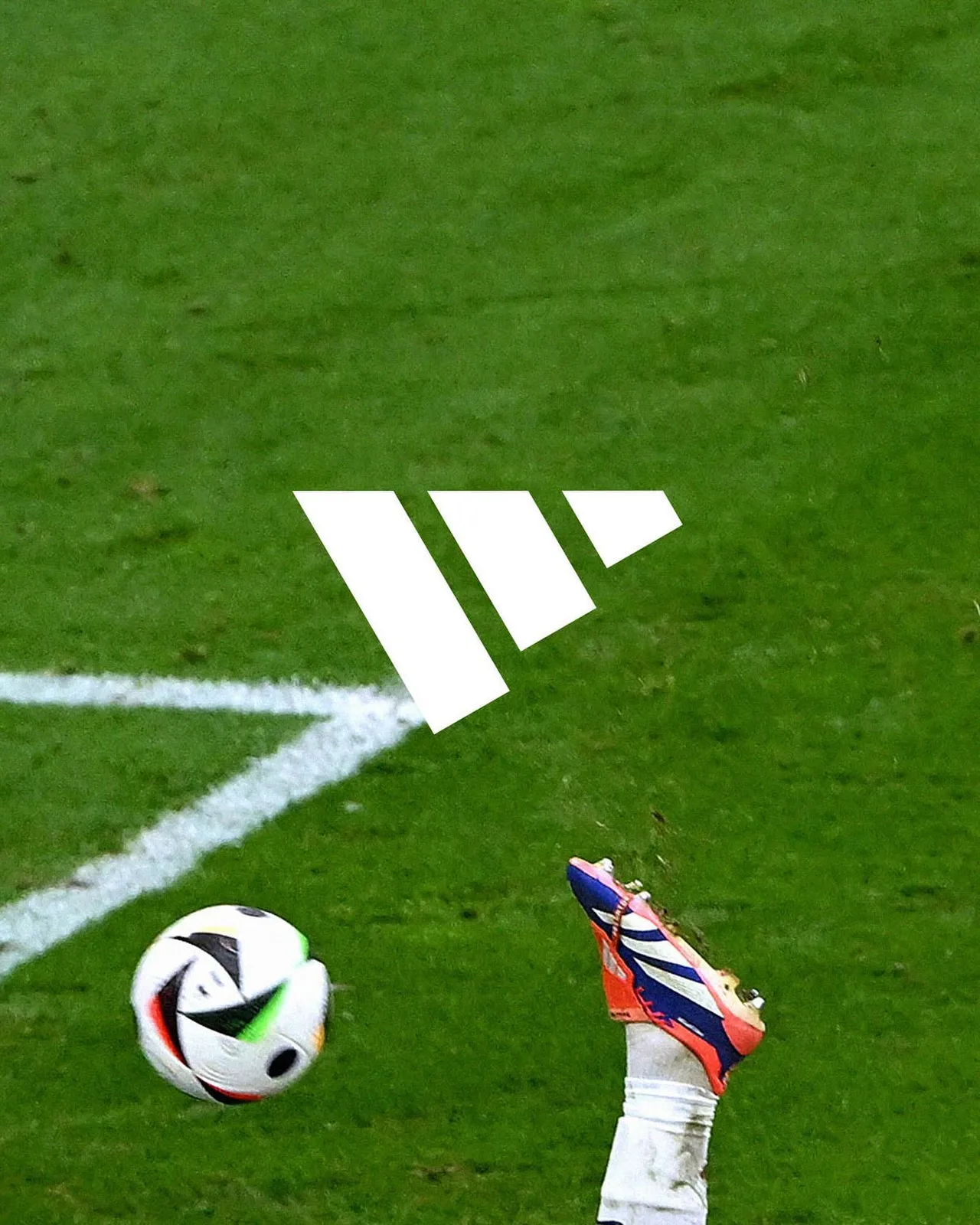 Full adidas reactive creative with an upside-down logo, Bellingham's boot and the Euro match ball.