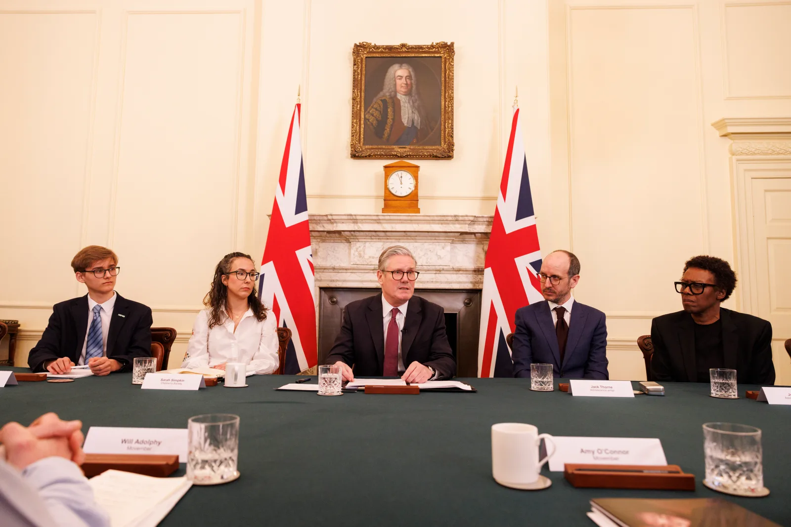 Jack Thorne and Keir Starmer at the March 31, 2025 Downing Street roundtable; OGL v3.0.