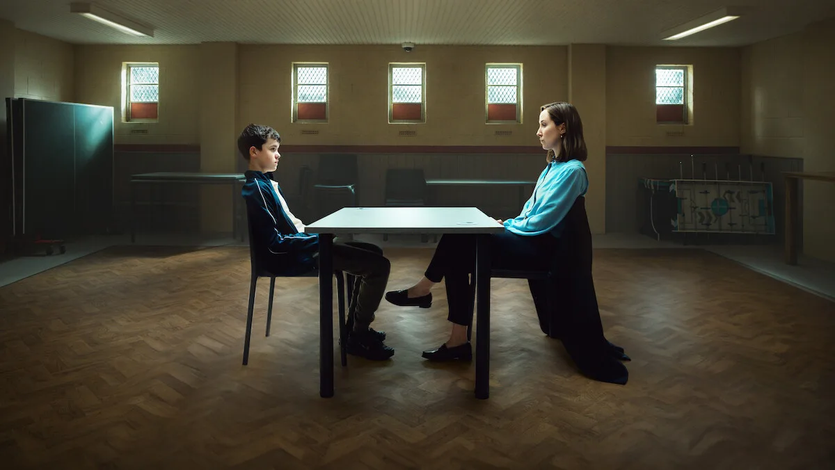 Owen Cooper as Jamie Miller and Erin Doherty as Briony Ariston in 'Adolescence'.