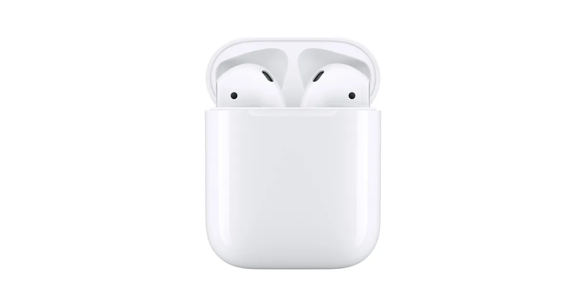 Original AirPods and charging case, Apple launch photo