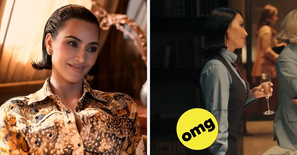 Kim Kardashian in "All's Fair," with an "omg" sticker covering her butt