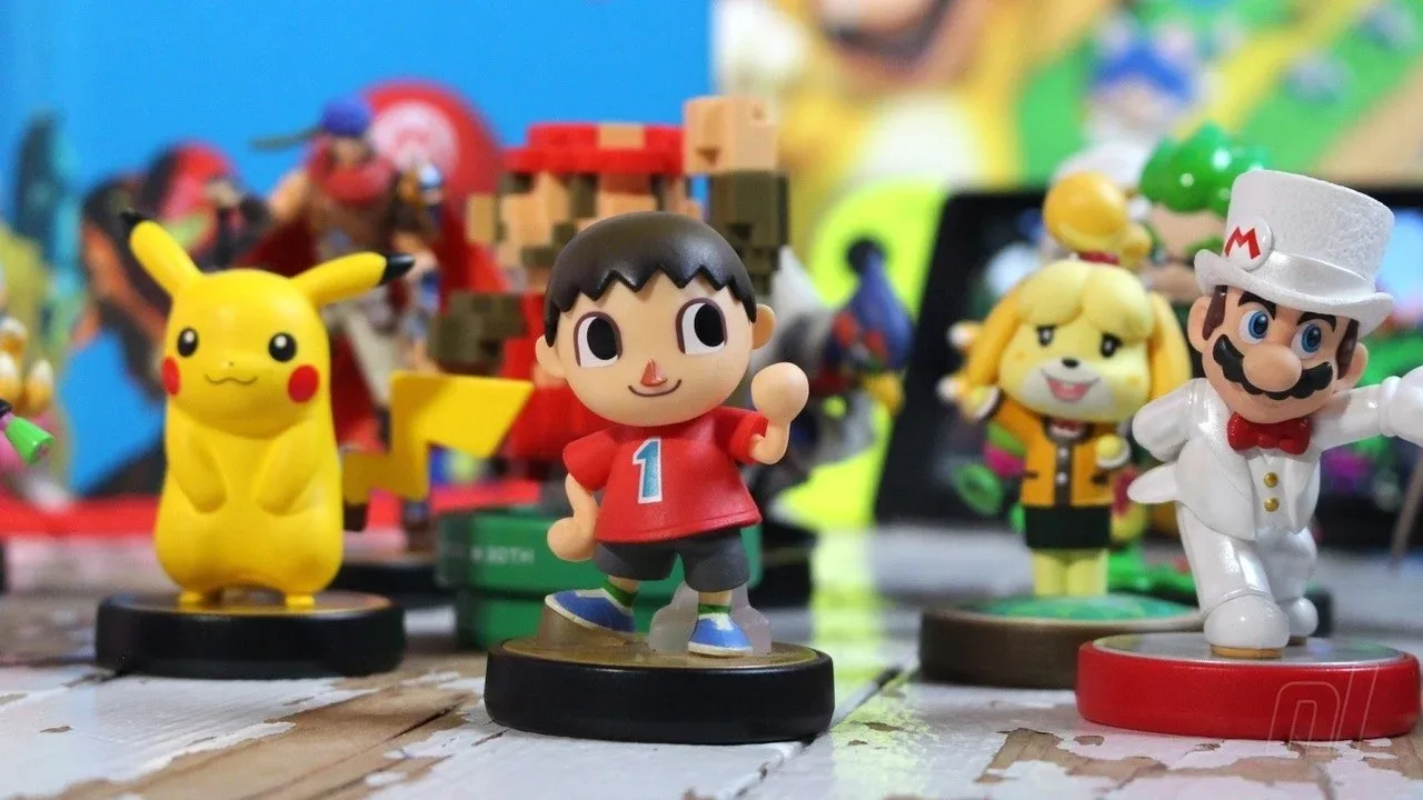 Pikachu, Villager, Isabelle and Mario amiibo figures