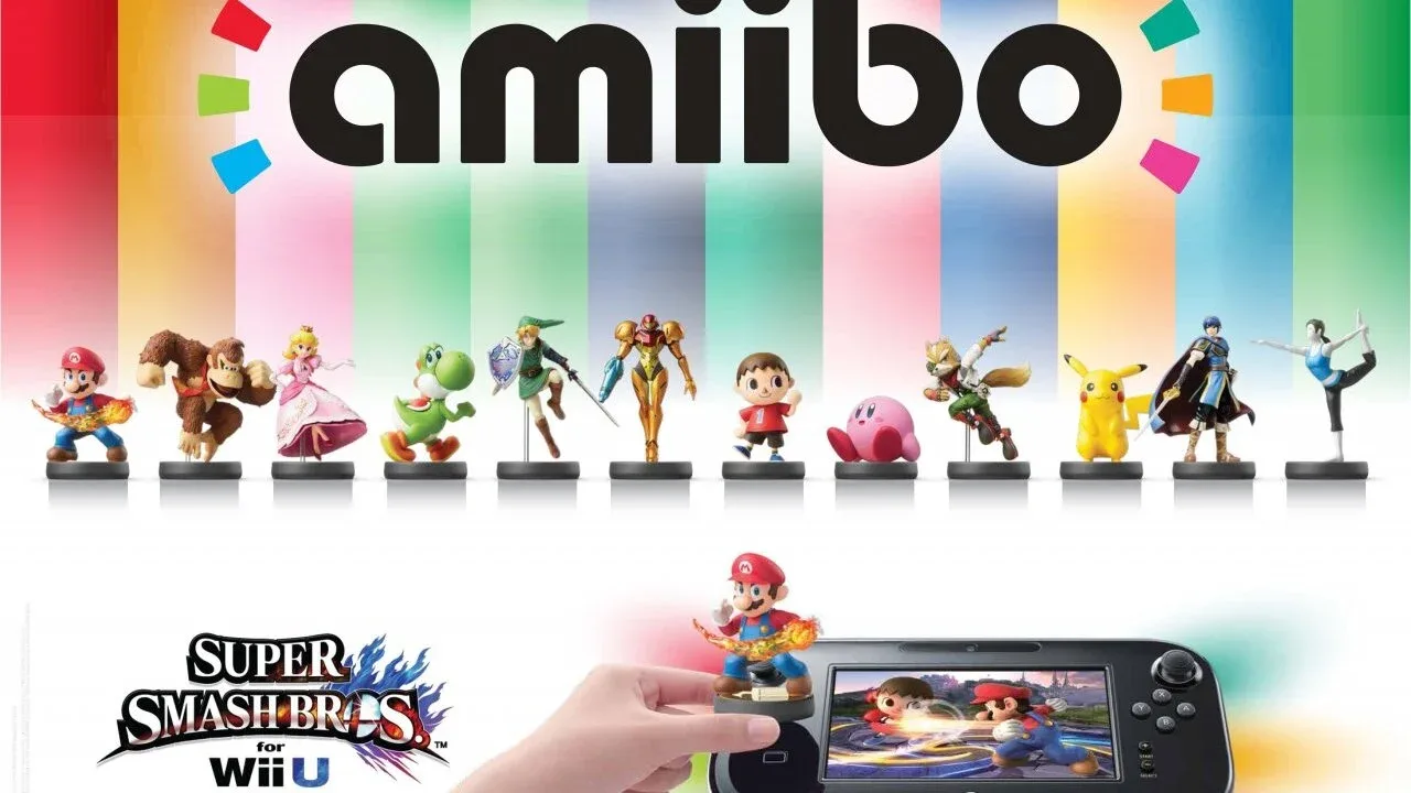 amiibo launch art with the first Super Smash Bros. figures