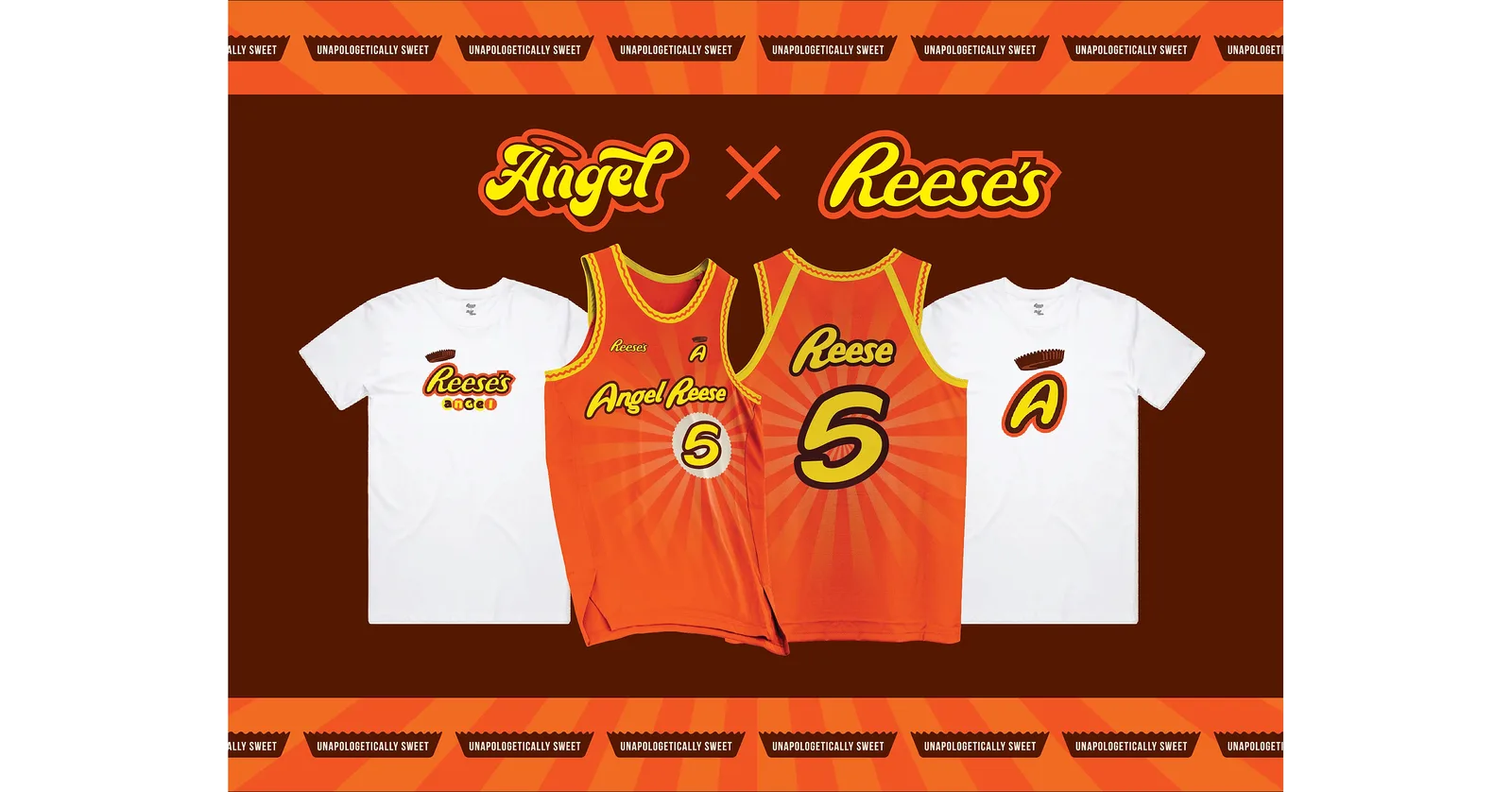 Official Angel Reese and Reese's fan merchandise collaboration.