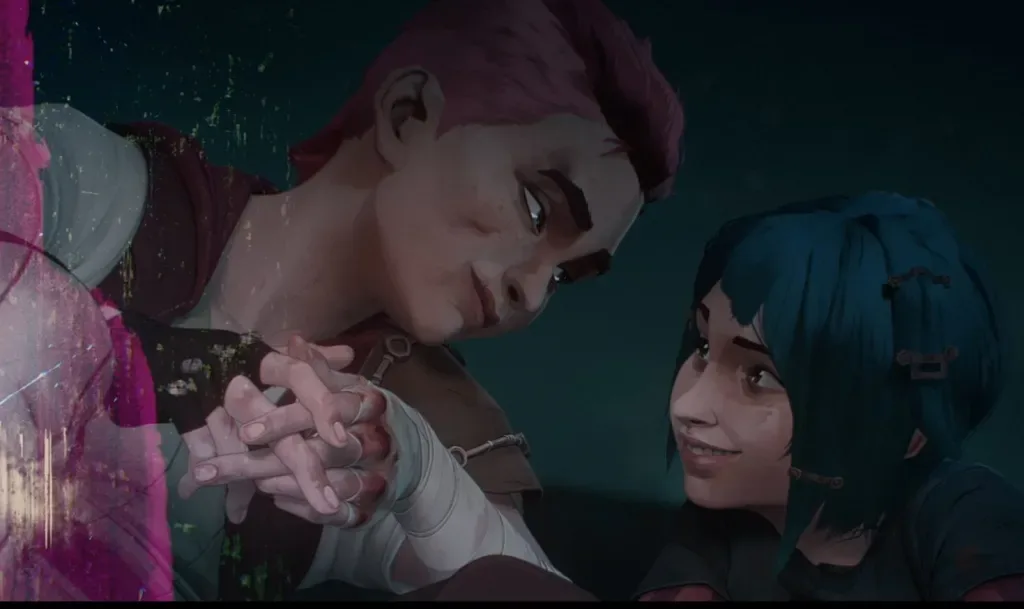 Vi and Powder in a scene from Arcane.