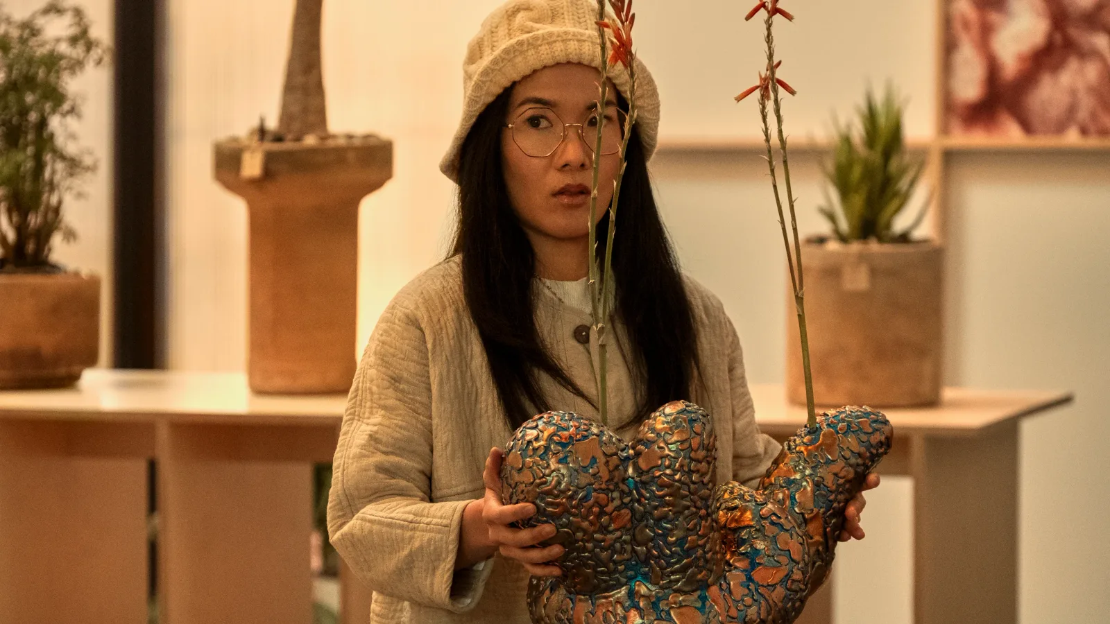 Ali Wong as Amy Lau in a scene from Beef.