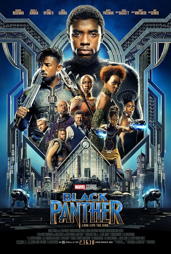 Black Panther theatrical poster with the cast.