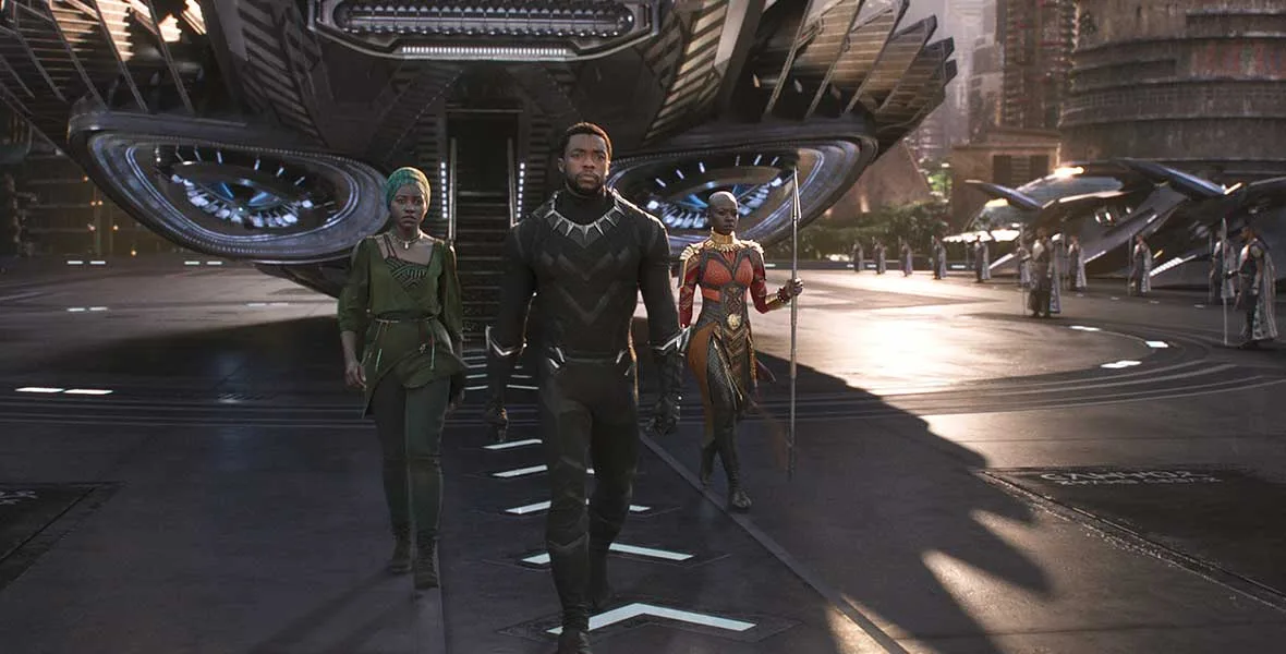 A procession in Wakanda, from Black Panther.