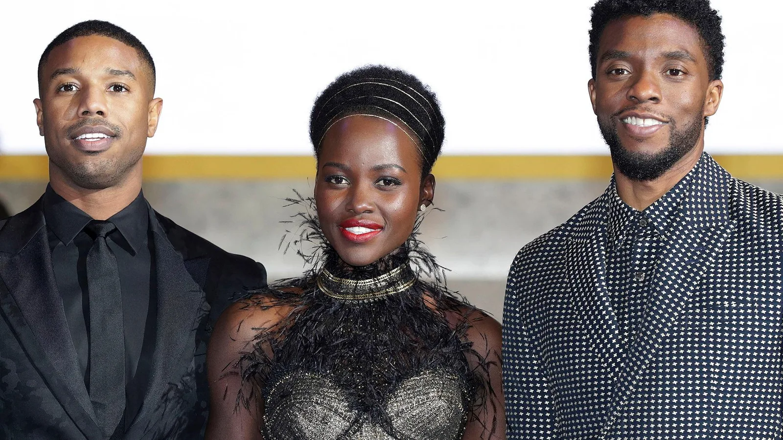 Michael B. Jordan, Lupita Nyong'o and Chadwick Boseman at the Seoul premiere.