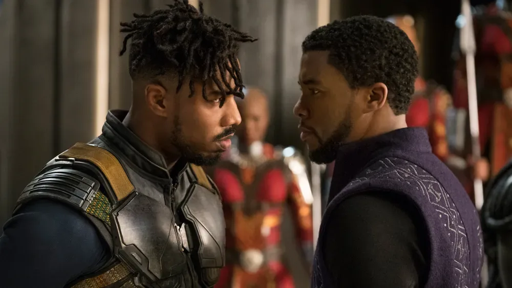 Killmonger and T'Challa face to face.