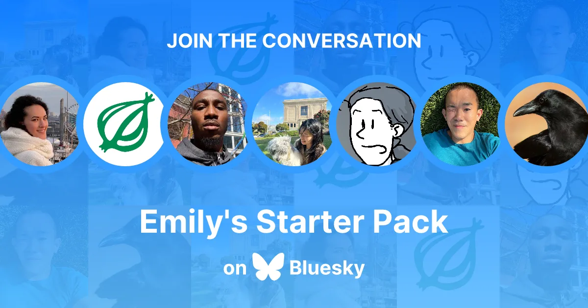 Bluesky’s generated share card for Emily’s Starter Pack.