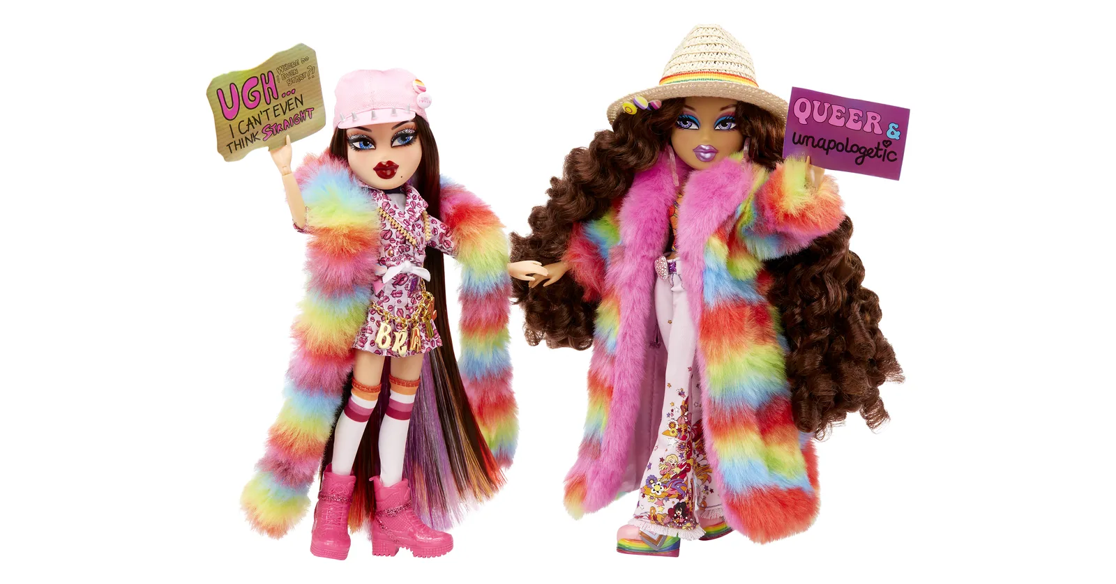Official press images of the 2022 Roxxi and Nevra Pride collector dolls.