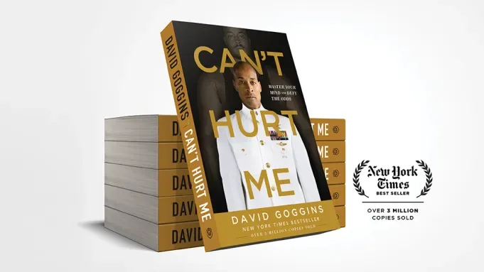 Stacks of Can't Hurt Me with a New York Times bestseller seal