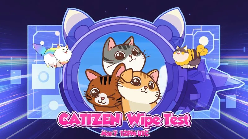Catizen’s public wipe-test launch artwork, March 7 at 12 PM UTC.