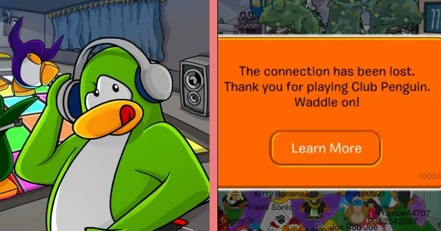 Club Penguin's shutdown message: Waddle on!