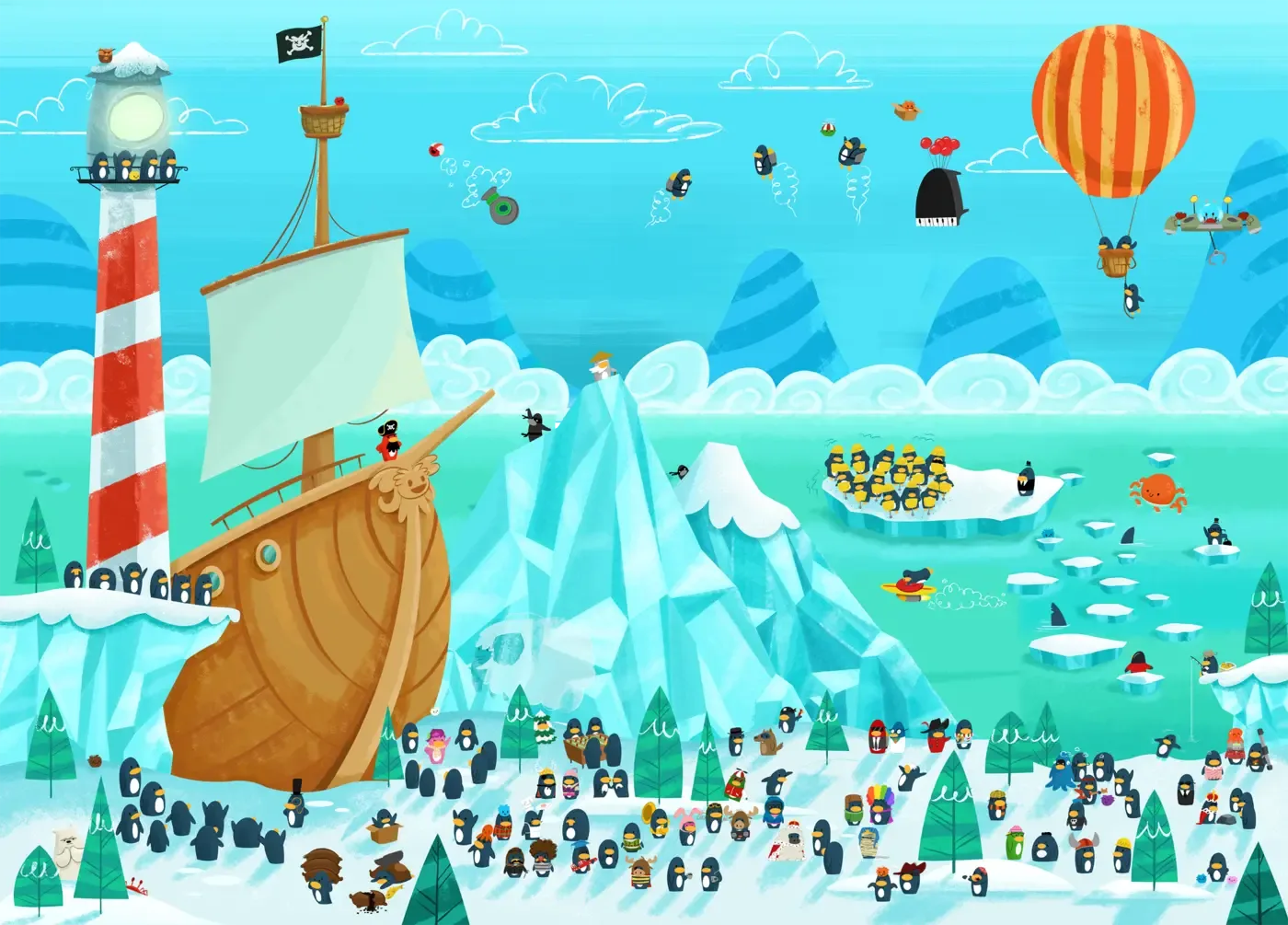 Official illustrated map of the Club Penguin island