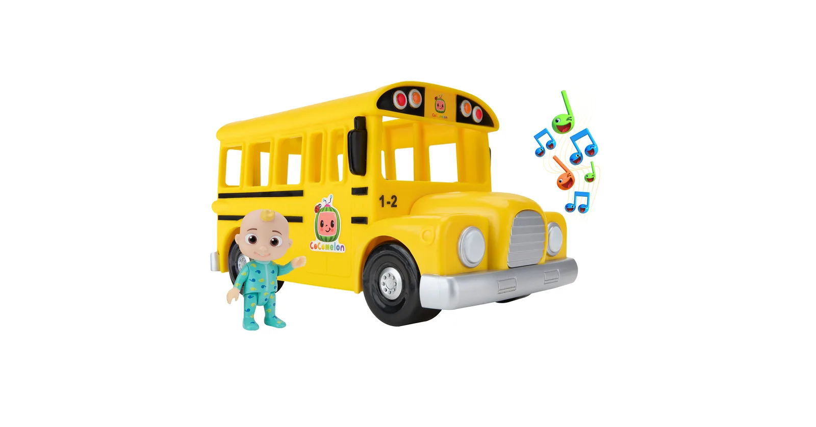 Official Jazwares launch photo of the Musical Yellow School Bus and JJ figure.