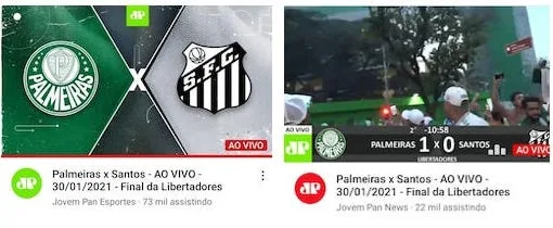 Jovem Pan registra pico de 95 mil simultâneos em cobertura da final da Copa Libertadores feita via YouTube