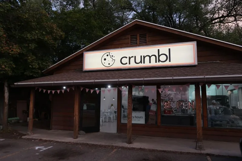 A Crumbl storefront, shared when the chain opened its 1,000th store.