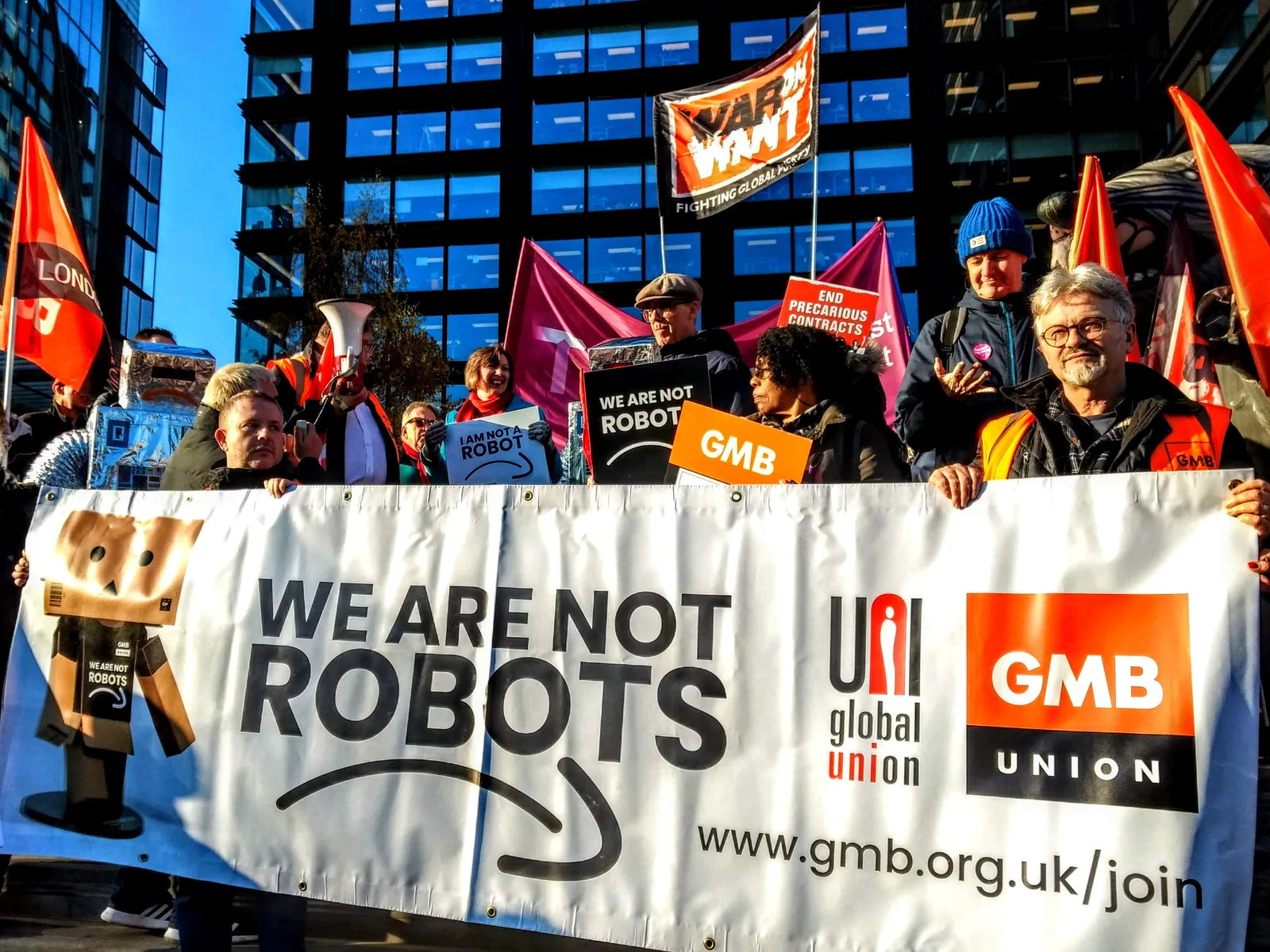 GMB union protest outside Amazon's London office on Cyber Monday