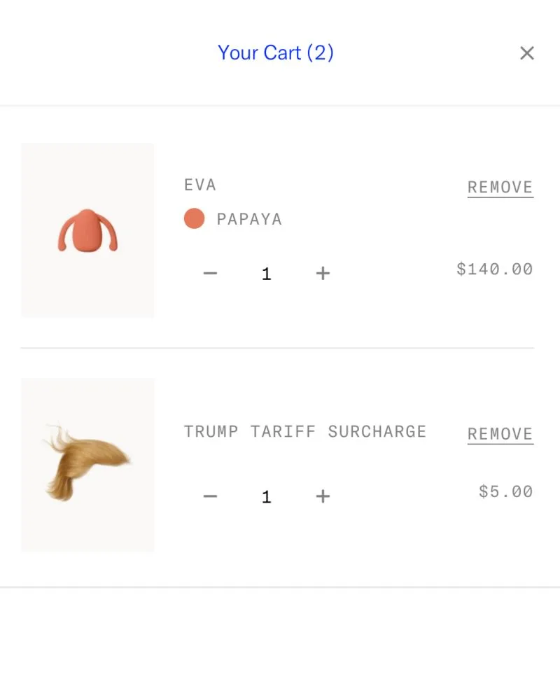 Yes, there’s a “Trump Tariff Surcharge” in our checkout. | Alexandra Fine