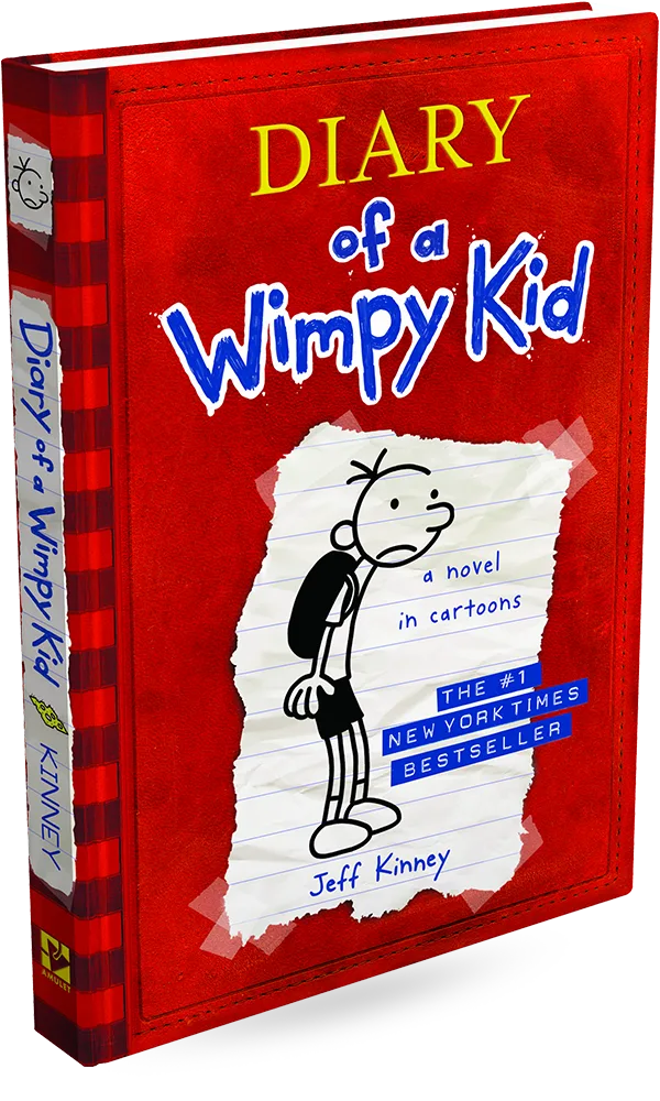 Official red cover of the first Diary of a Wimpy Kid book.