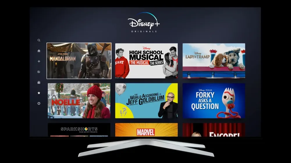 Disney Plus user interface home screen