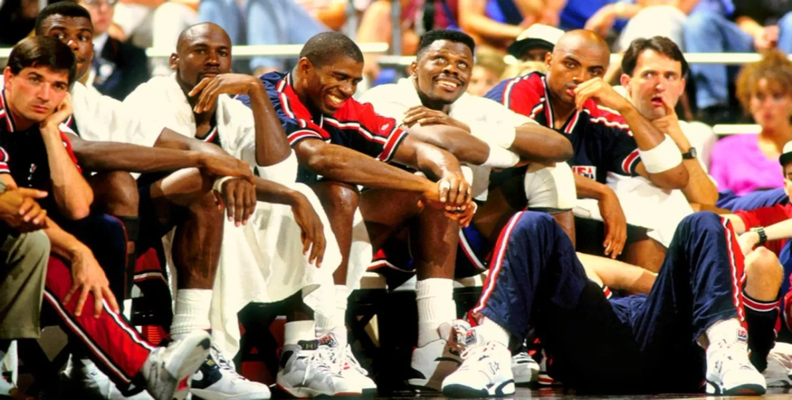 The Dream Team's bench at the 1992 Tournament of the Americas