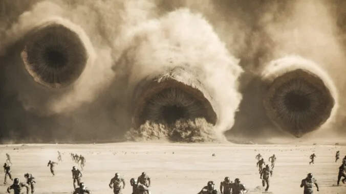 The sandworm in a still from Dune: Part Two.
