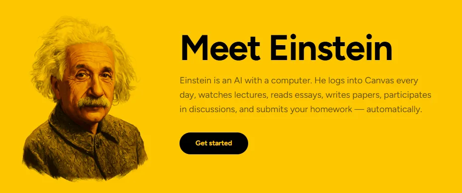 Einstein’s February 23 landing-page claim to complete coursework automatically, reproduced by UW-Green Bay.