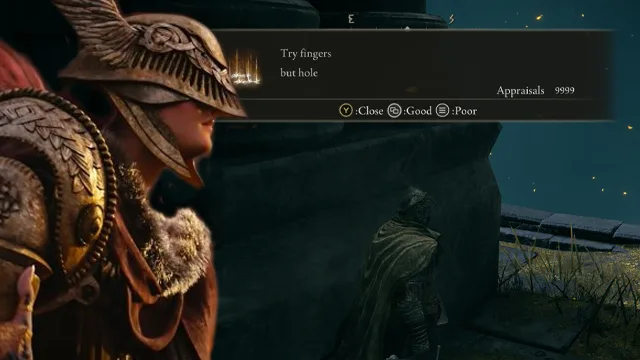 Elden Ring gameplay with the in-game message menu