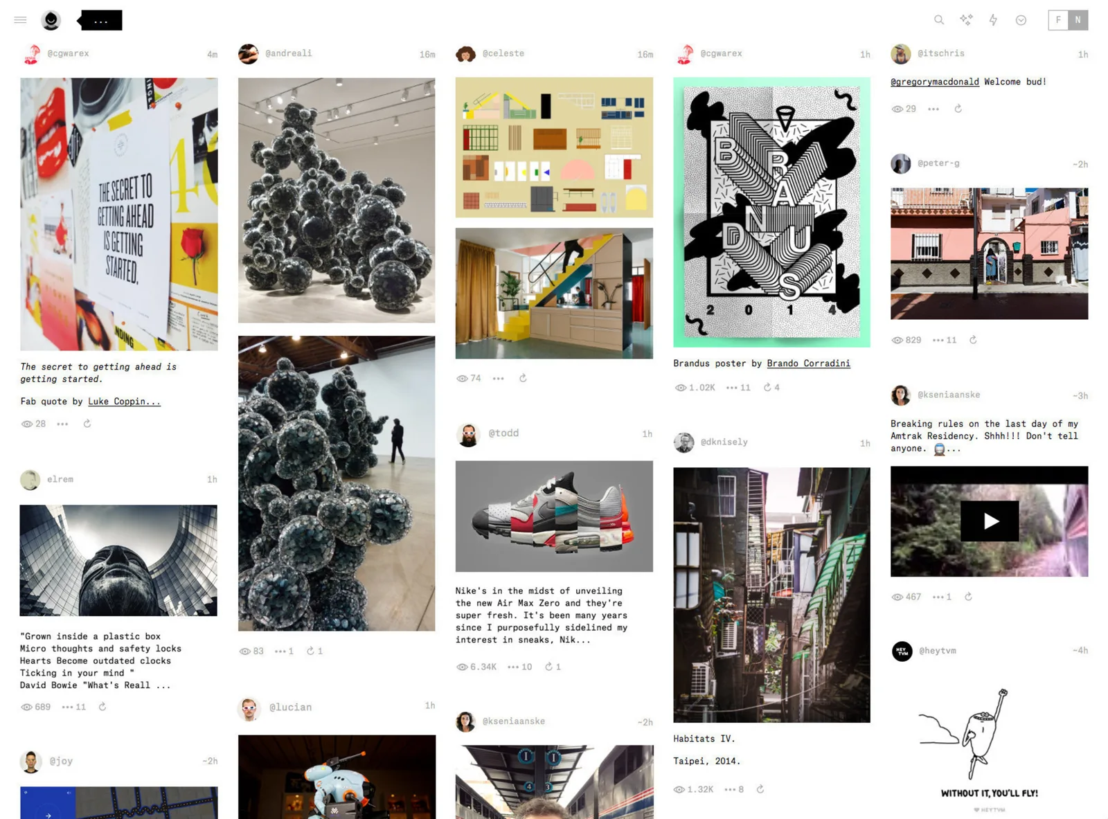 Official April 2015 screenshot of Ello V2's Noise Stream grid.