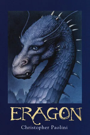 Knopf hardcover of Eragon with John Jude Palencar's blue dragon cover