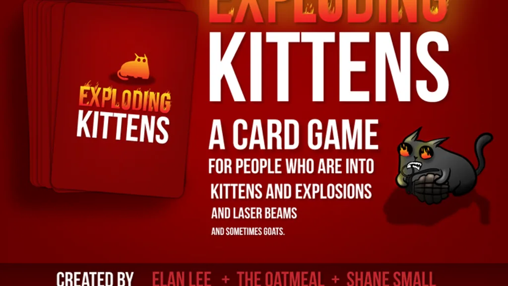 Official Kickstarter pitch image showing the red cards, kitten and campaign title.