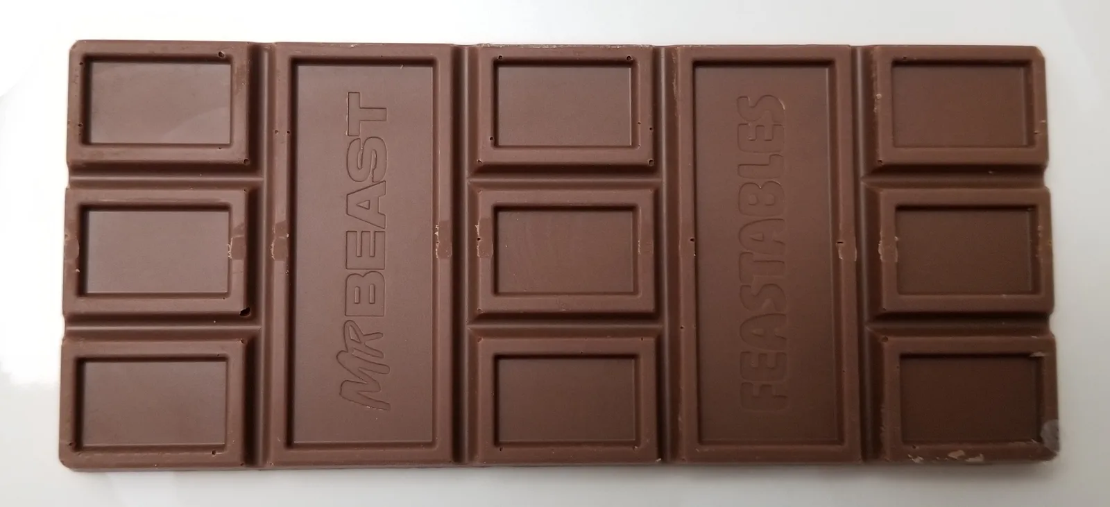 The third version of the Feastable milk chocolate bar