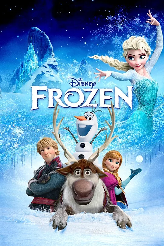 Official Frozen poster with Elsa, Anna, Kristoff, Olaf and Sven.