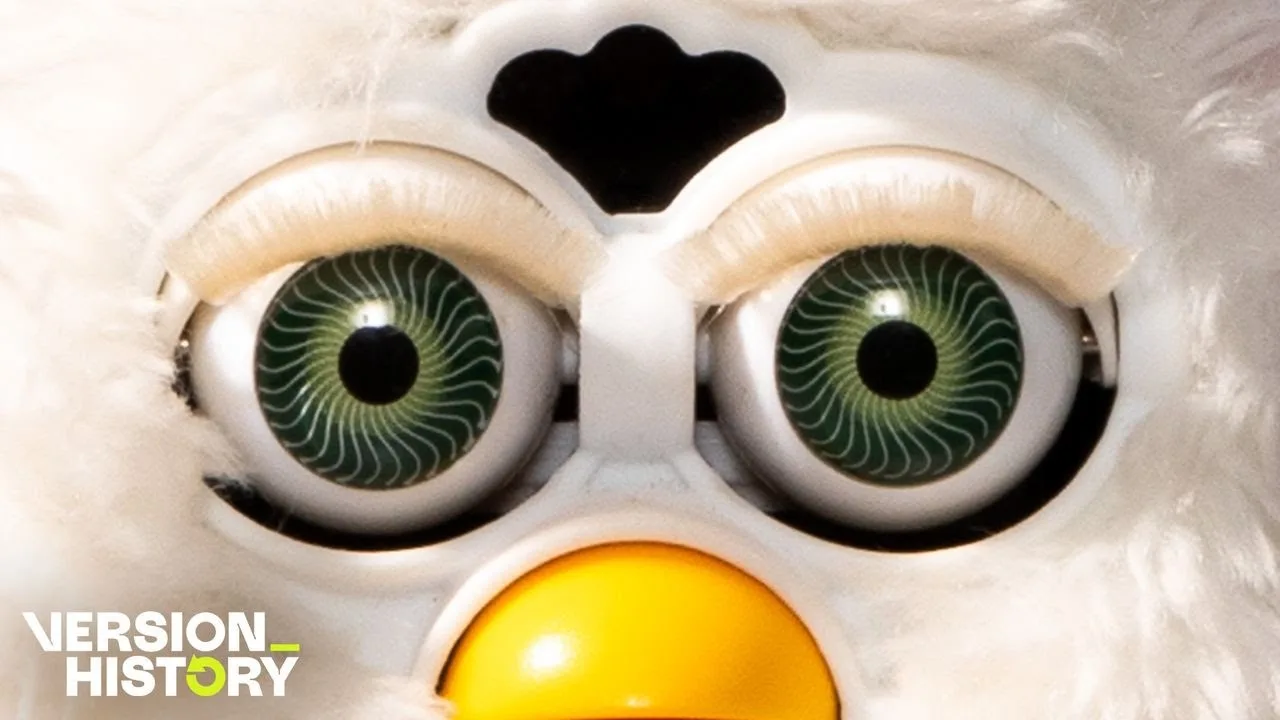 Close-up of a Furby's eyes