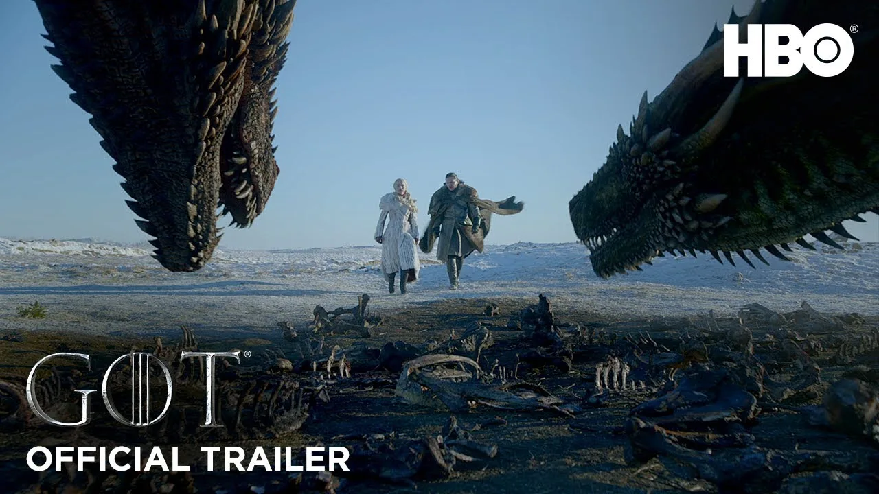 Dragons and riders in the snow in the season 8 trailer.