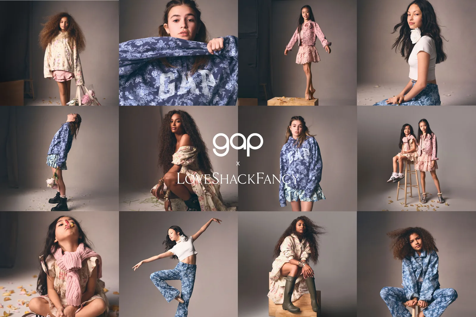 Official Gap x LoveShackFancy image grid showing the collection.