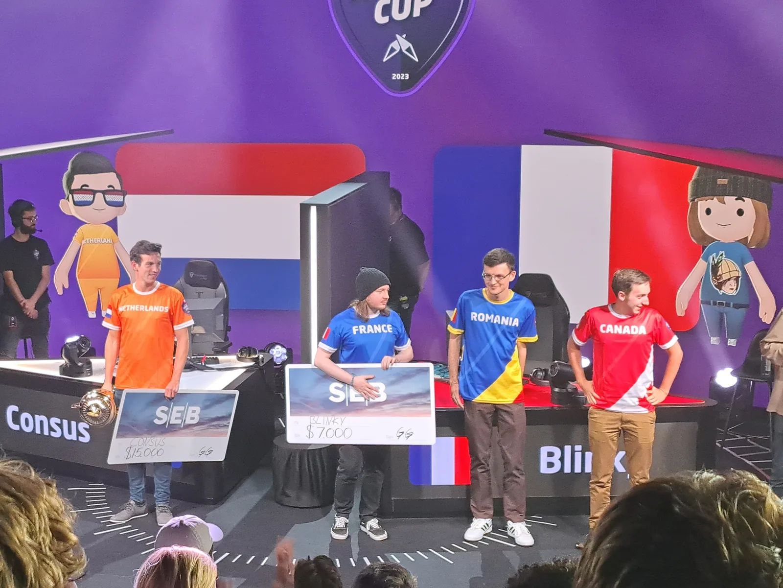 The top four players at the 2023 GeoGuessr World Cup in Stockholm