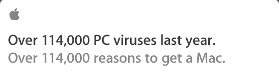 Headline artwork from Apple’s Get a Mac virus-themed email.