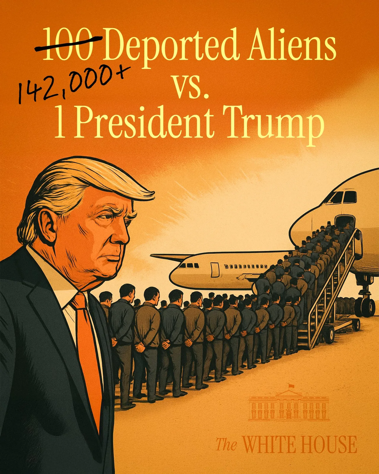 100 men vs 1 gorilla is still up for debate. Meanwhile, 142,000+ illegal alien criminals went up against 1 President Trump — They all got deported. 🤭